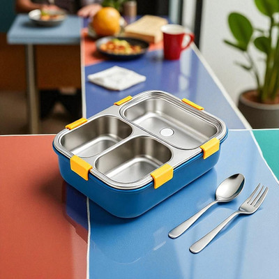 Colorbee Premium 3-Compartment Stainless Steel Lunch Box for Office & School 3 Containers Lunch Box(750 ml, Thermoware)