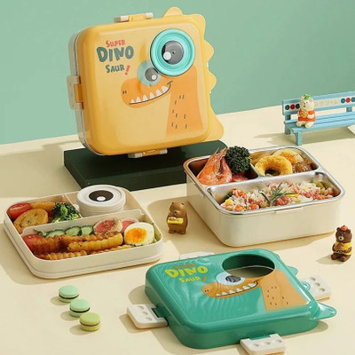 AVATARCREATION Dino Kids Lunch Box 4 Containers Lunch Box(1190 ml, Thermoware)
