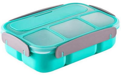 ZingZest Food Grade 4 Compartments Spoon Fork Compact Design Tiffin Box Plastic Lunch Box 4 Containers Lunch Box(1300 ml)
