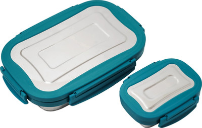 HALAR Stainless Steel Lunchbox With Free Lock Set For School, College and Office 2 Containers Lunch Box(1100 ml, Thermoware)