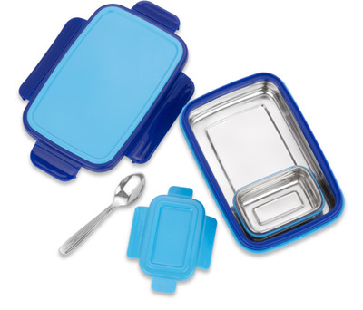 Flipkart SmartBuy Eco-Steel Plastic Air Tight Spill Proof ,Tiffin Boxes for With Katori & Spoon 2 Containers Lunch Box(900 ml)