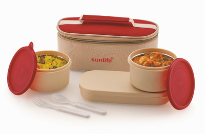 SUNLIFE 2+1 Insulated Lunch Pack with 2 Inner Stainless Steel Container - 3 Containers Lunch Box(350 ml, Thermoware)