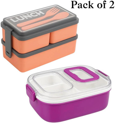 SHUBHAM INC lunchbox combo for school for boys_new 260 2 Containers Lunch Box(500 ml)