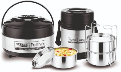 BREEZE Stainless steel gift set(lunch box 750ml and casserole 1100ml) 3 Containers Lunch Box(750 ml, Thermoware)