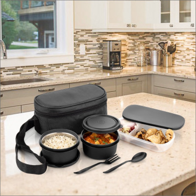 Flipkart SmartBuy 2 CONTAINER, 1 CASSEROLE AND SPOON SET IN LUNCHBOX WITH BAG 3 Containers Lunch Box(900 ml)