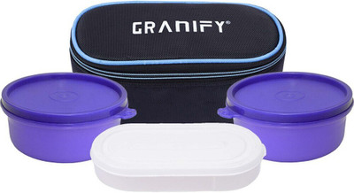Granify Leak and lock container airtight box & One Chapati Box (300ml x300 ml) 3 Containers Lunch Box(600 ml)
