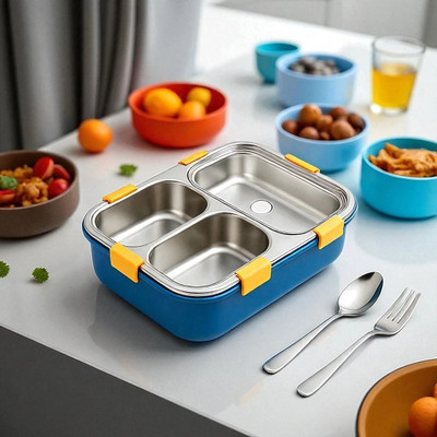 Colorbee High-Capacity 3-Compartment Tiffin, Stainless Steel for Adults 3 Containers Lunch Box(750 ml, Thermoware)