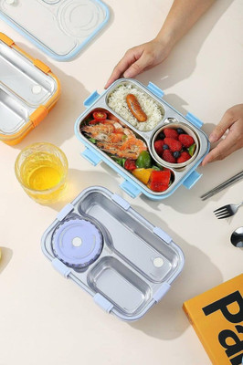Skindora 3 Compartment Lunch Box 3 Containers Lunch Box(700 ml)