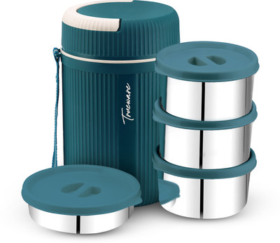 Trueware GRUB 4 Insulated Hot Lunch Box With 3 SS Container 300ML & 1 SS Container 200ML 4 Containers Lunch Box(1100 ml, Thermoware)