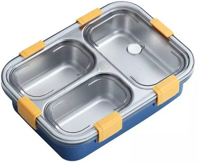 EDENGLOW 3 Compartment Stainless Steel Lunch Box 3 Containers Lunch Box(750 ml, Thermoware)