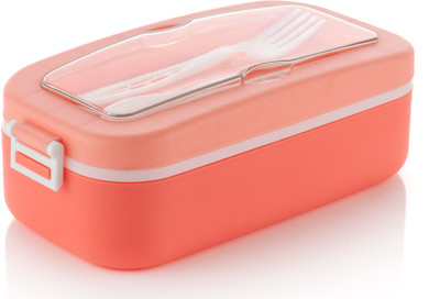 Cronus Exclusive Bento Plastic LunchBox with Spoon and Fork for School,Office & College 1 Containers Lunch Box(700 ml)