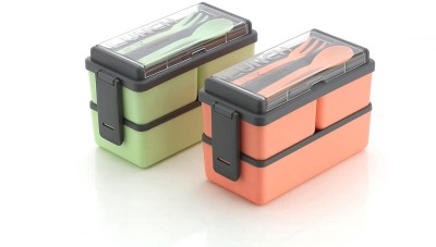 Quickmart Premium Double Layered Lunch Box BPA-Free Double Decker Lunch Box 750ml Combo 3 Containers Lunch Box(1400 ml, Thermoware)