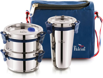 FALCON Steel Eco Nxt Lunch Box Trio Set Of 3 Blue 3 Containers Lunch Box(970 ml)