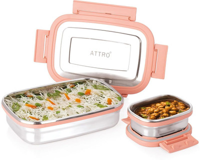 ATTRO Click Eat Junior Sleek & Compact Airtight 2 Containers Lunch Box(790 ml)