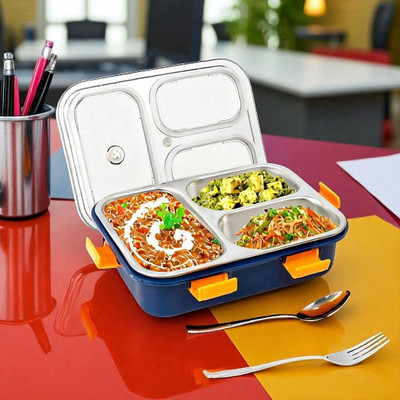 Colorbee Compact 750 ml 3-Compartment Steel Lunch Box for Daily Office & Kids Meals 3 Containers Lunch Box(750 ml, Thermoware)
