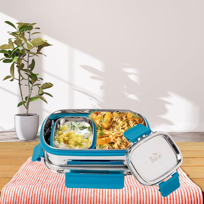 FALCON Lunch Mate Stainless Steel Lunch Box with 1 Small Inner Leakproof Container 2 Containers Lunch Box(750 ml)