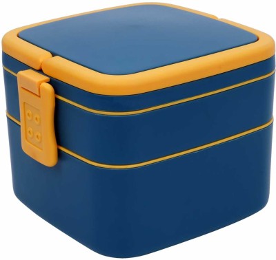 A J ENTERPRISE Bright Colored Plastic Double Layered Tiffin Box (Pack of 1, Multicolor) 2 Containers Lunch Box(300 ml)