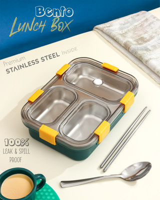 Boxito Stainless Steel Leak proof Lunch Box 3 Containers Lunch Box(750 ml)