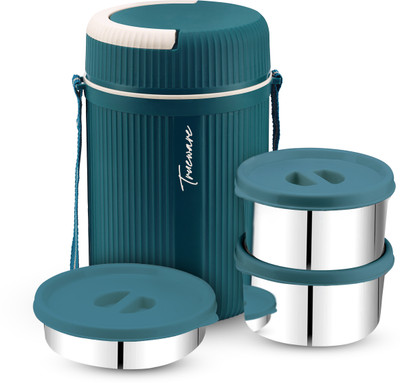 Trueware GRUB 2 Insulated Hot Lunch Box With 2 SS Container 300 ML & 1 SS Container 200ML 3 Containers Lunch Box(800 ml, Thermoware)