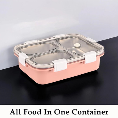 Masox Store Premium Quality Bento with Stainless Steel Design & Secure Fasteners 3 Containers Lunch Box(750 ml, Thermoware)