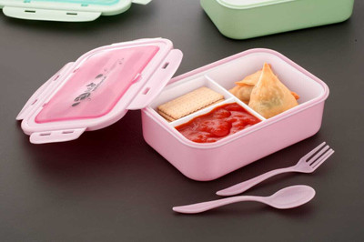 empresa industries Lunch Box with 3 Compartment, Stylish lid & 2 Spoons Made with Heavy Plastic 3 Containers Lunch Box(1100 ml)