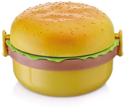 G2L New Arrival Burger Shape Round Shape Cute 3 Containers Lunch Box(600 ml)