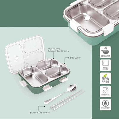 Jensi Enterprise GreenBento Box 3 Compartment Lunchbox_new14 3 Containers Lunch Box(1100 ml, Thermoware)