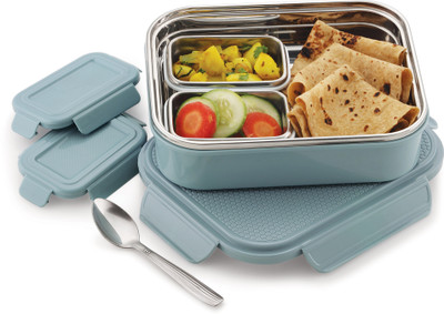 Nabhya Insulated Lunch Box with 2 Inner Steel Dabbi & Steel Spoon, 3 Containers Lunch Box(1000 ml)