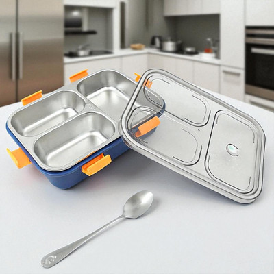 Colorbee All-in-One 3-Section Lunch Box with Cutlery, Stainless Steel 3 Containers Lunch Box(750 ml, Thermoware)