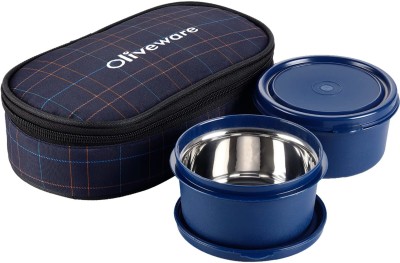 Oliveware Deniz Lunch Box | 2 Stainless Steel Containers | Insulated Fabric Bag 2 Containers Lunch Box(900 ml, Thermoware)