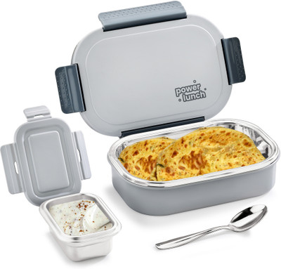 Pratap Power Lunch Steel Insulated (With Separate 130ml Box) 2 Containers Lunch Box(780 ml)