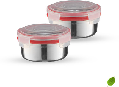 Trueware Stainless Steel Clip N Close BPA Free, Leak Proof, Airtight Set of 2 Containers Lunch Box(350 ml)