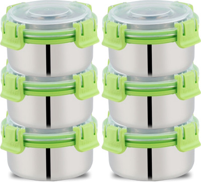 UNINOX Stainless steel lock n lock green color containers 425ml Set of 6 Containers Lunch Box(425 ml)