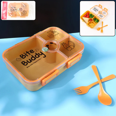 Bitebuddy Lunch Box 4-Compartment Leak-Resistant with Fork and Spoon 4 Containers Lunch Box(1000 ml)