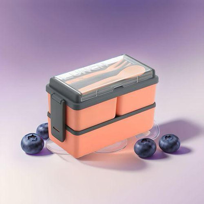 plizzo kitchenware Rectangular Classy 3 Section Lunch Box With 1 Spoon & 1 Fork 3 Containers Lunch Box(1500 ml)