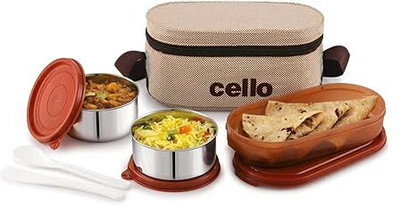 cello bite boddy deluxe lunch box with jacket brown 3 Containers Lunch Box(600 ml)