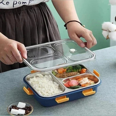 Hyzon Tech 3 Compartment Stainless Steel Insulated Lunch Boxes for Boys/Girls/School/Office 3 Containers Lunch Box(750 ml, Thermoware)