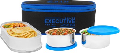 Zaib Executive Stainless Steel Leak Proof Lunch Box for Office School & College Men 3 Containers Lunch Box(600 ml, Thermoware)