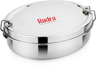 Rudra Stainless Steel Hulk Big Single Lunch Box with Steel Separator and Locking Clip 1 Containers Lunch Box(700 ml)