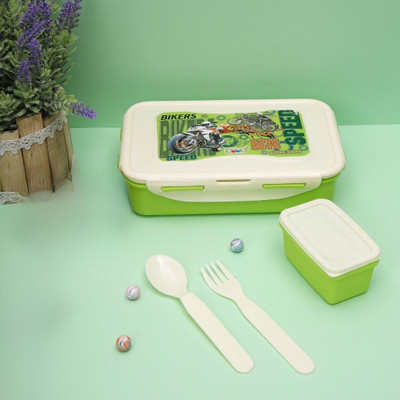 EssaBella Kids Lunch Box Set for Girls with Spoon, Fork & Containers for School Picnic 2 Containers Lunch Box(800 ml)
