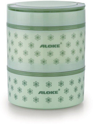 Aloke Round Shape 2 Compartments 500ml Capacity 2 Containers Lunch Box(500 ml)