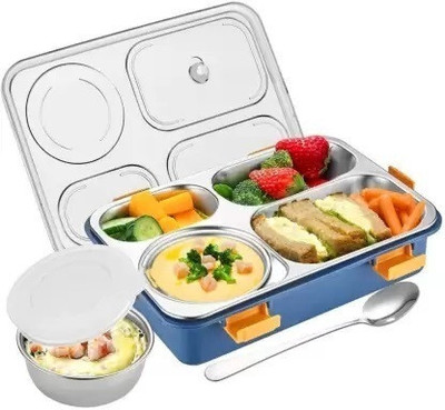 Kello Students Sealed Leakage Proof Stainless Steel with Spoon 4 Containers Lunch Box(850 ml, Thermoware)