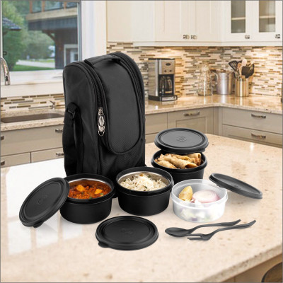 AURUMWARE 4 CONTAINER LUNCHBOX SET WITH SPOON AND FORK AND AMAZING BAG 4 Containers Lunch Box(1350 ml)