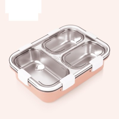 Masox Store 3-Compartment Stainless Steel Lunch Box with Cutlery, Heat & Water Insulation 3 Containers Lunch Box(350 ml, Thermoware)