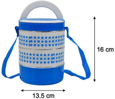 DeoDap 3 layer Adjustable Insulated Tiffin Set of 1, Blue 3 Containers Lunch Box 3 Containers Lunch Box(810 ml, Thermoware)