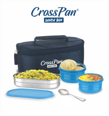 CrossPan Neo3 Stainless Steel Tiffin Box Microwave for Office, School, College, Travel 3 Containers Lunch Box(1400 ml, Thermoware)