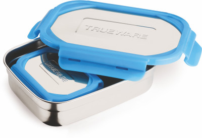 Trueware Bon Smart SS Lunch Box -Blue, Big Container -800ml, Veggie Container -100ml 2 Containers Lunch Box(900 ml, Thermoware)
