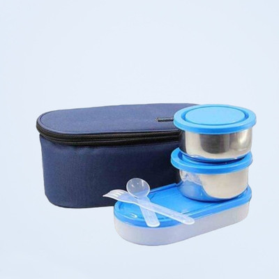 Hriday Lunch Box 3 containers 600ml Blue 007 3 Containers Lunch Box(1 L)