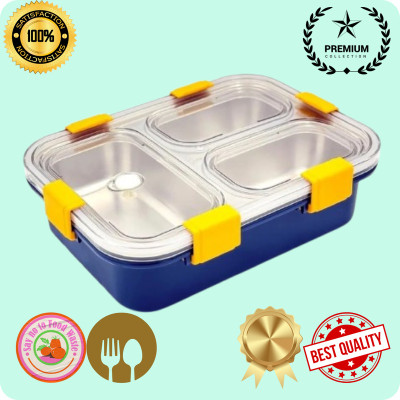 MOIRA INTERNATIONAL 3 Compartment Leakproof, Stainless Steel, With SPOON & FORK_DGG1020 3 Containers Lunch Box(760 ml, Thermoware)