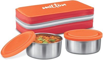 MILTON Insulated Stainless Steel Tiffin with, Each, Orange 2 Containers Lunch Box(280 ml, Thermoware)